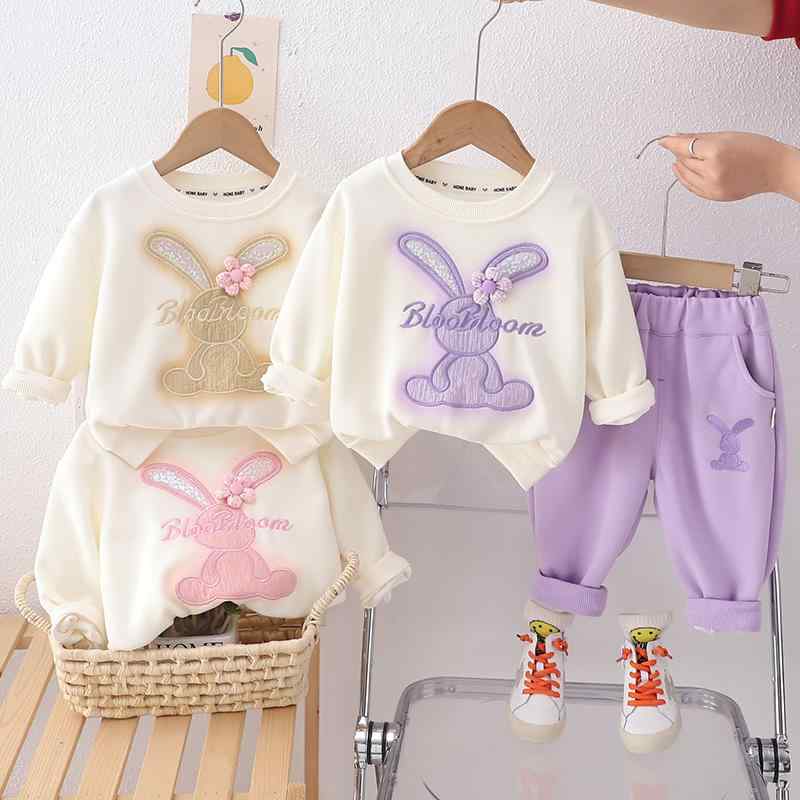 女の子 子供 トップス Tシャツ 長袖 春夏 セット 上下 セット 綿素材 伸縮性 カジュアル 普段使い 部屋着 軽量 柔らかい ピンク系 アイボリー ベーシック デザイン