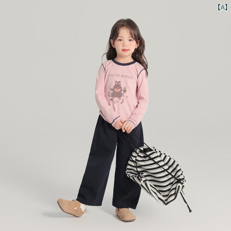 子供服 女の子 長袖 Tシャツ トップス 春夏 かわいい 卡通柄 切り替え カラー 綿素...