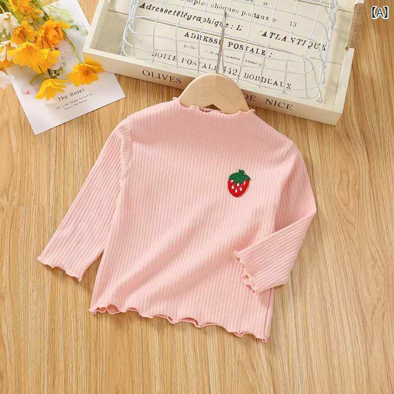 女の子 長袖 Tシャツ 純棉 女児 内側用 上着 春秋 かわいい 子供 打底シャツ トッ...