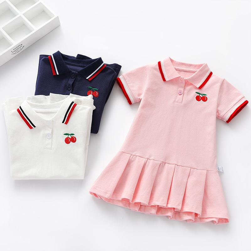 ワンピース キッズ 女の子 ポロシャツ ドレス 半袖 チャイナドレス 襟付き スクー...