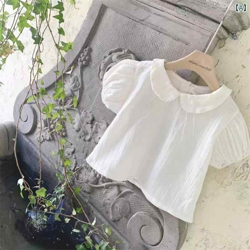 ベビー 男女兼用 夏服 フリル袖 短袖 トップス かわいい 泡泡袖 軽量 透気性 通気 ...