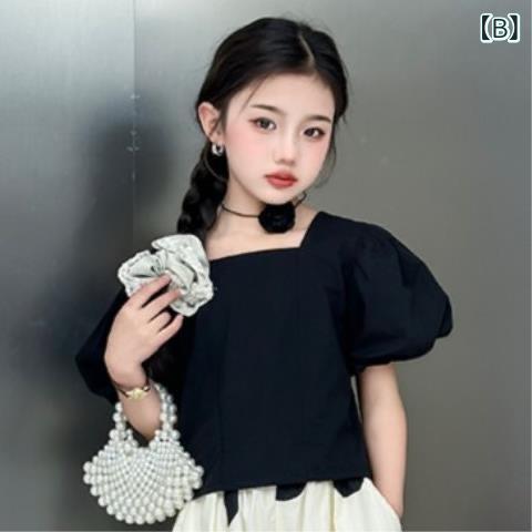 女の子 セットアップ 春夏 子供服 薄手 泡泡袖 トップス スカート パンツ 2点セッ...