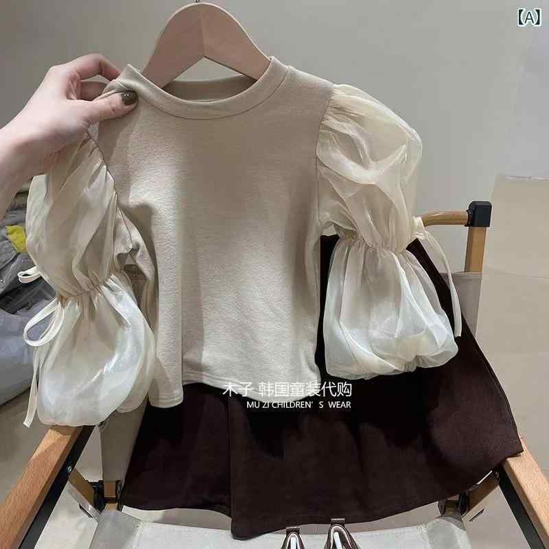 女児 シャツ トップス 春夏 女の子 子供服 洋気 個性 韓国 レース 蝶結び フレアス...