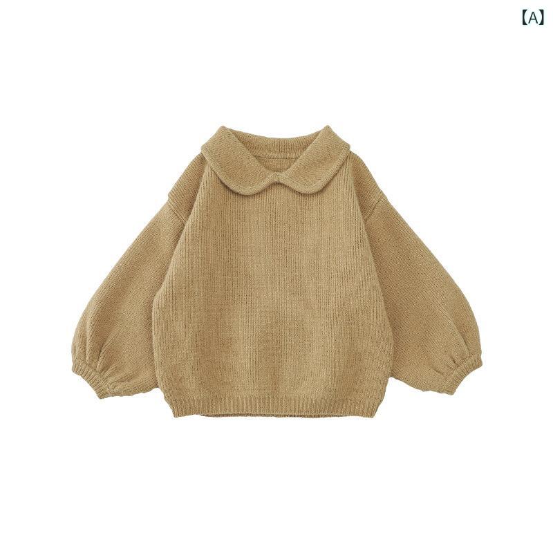 女の子 秋冬 キッズ セットアップ 泡泡袖 プチスカート 保暖 ウール トップス スカ...