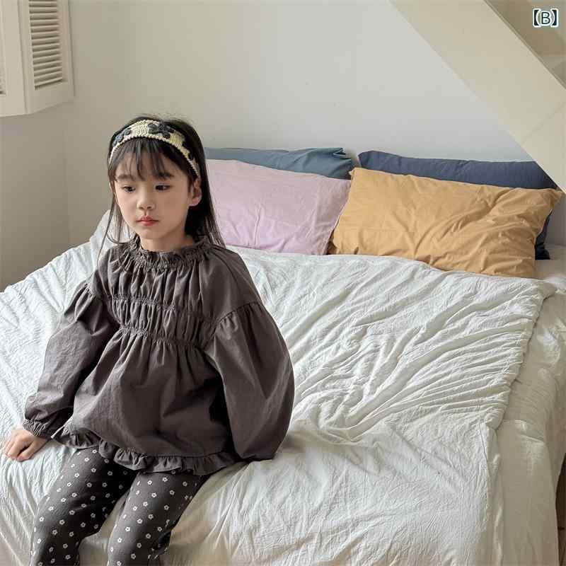 女児 秋冬 レディース 長袖 トップス 森ガール スタイル 色 襟 フリル 木の耳 エッ...