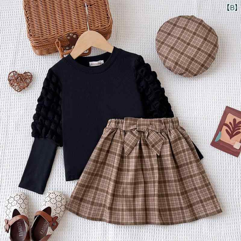 女の子 キッズ 洋服 セット 秋冬 秋服 欧米 スタイリッシュ フレア袖 トップス ト...
