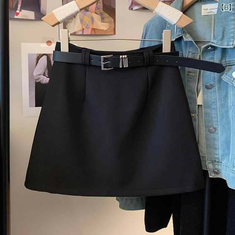 スカート 女性用 春夏 韓国 高腰 Aライン スーツ 包臀 半身丈 修身 遮肉 スリム ショート 軽量 通勤 普段使い 再生繊維 伸縮性 吸湿速乾 ブラック ピンク系 アイボリー ハイウエスト ビッグシルエット ミディ丈 カジュアル riverpaddy-11501223 リバーパディ サンプル画像2