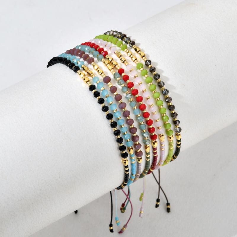 SWAROVSKI - ブレスレット 女性用 ボヘミアン 天然水晶 米粒ビーズ シンプル ハンドメイド 調整可能 手首アクセサリー かわいい 軽量 普段使い シルバーアクセント ユニセックス
