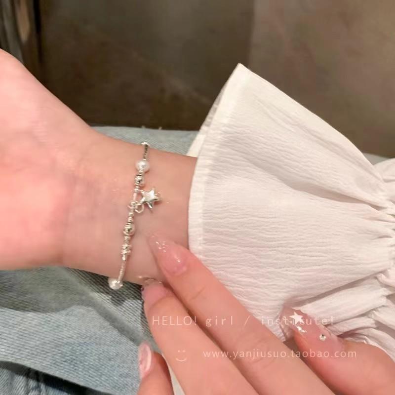 Other , Materials - レディース 星モチーフ パール ブレスレット かわいい 個性 デザイン 高級感 串珠 ペンダント 手元アクセサリー 軽量 普段使い シルバー アクセント 華奢 チェーン ギフト ラブリー ジュエリー