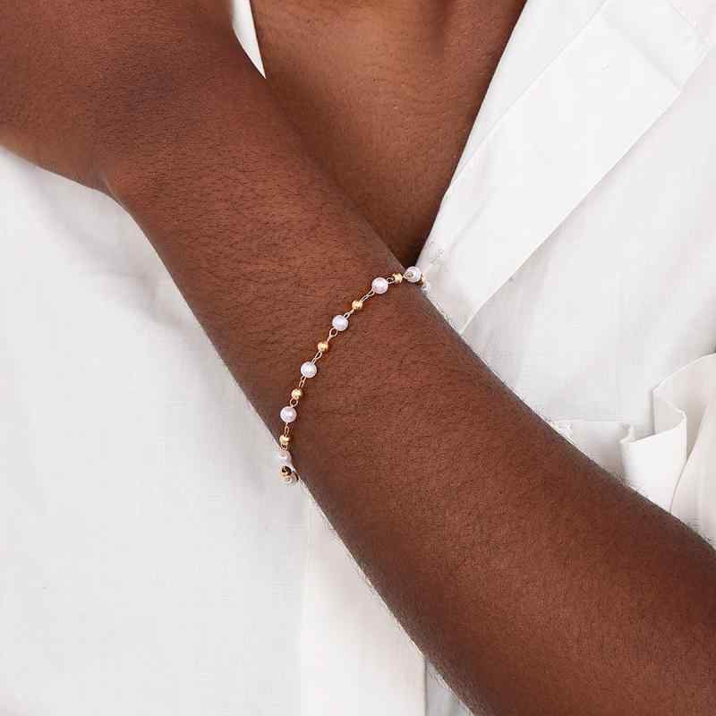 Women's brooch, pearl, metal, contrasting design, French retro fashion bracelet, cute, simple, basic, everyday wear, silver, gold, accessory, jewelry, delicate, lightweight, stylish, gift, lucky item.