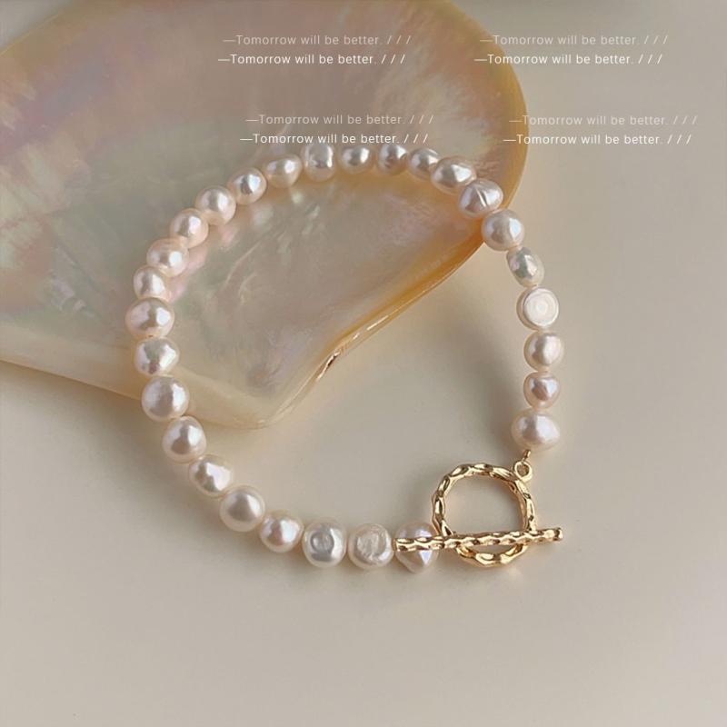 Other - 手链 女性用 日韓 小众 淡水パール OTフック ブレスレット ファッション 復古 洗練 シンプル アクセサリー 普段使い 軽量 ナチュラル カジュアル シルバー ピンク系 ホワイト