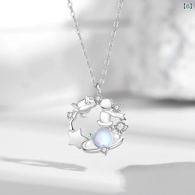 リバーパディのレディース 手链 ブレスレット かわいい シンプル ミニマル ファッション アクセサリー 高級感 ジュエリー 手元飾り ユニーク ムーンストーン 月光石 星 惑星 モチーフ チェーン ブレスレット 女性用 普段使い ギフト｜アングル3