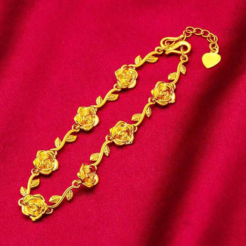 Women's Fashion Bracelet, Rose Flower Motif, Cute Design, Lightweight Metal Bracelet, Pink/Silver, Suitable for Everyday Wear, Spring/Summer, Autumn/Winter, Year-Round