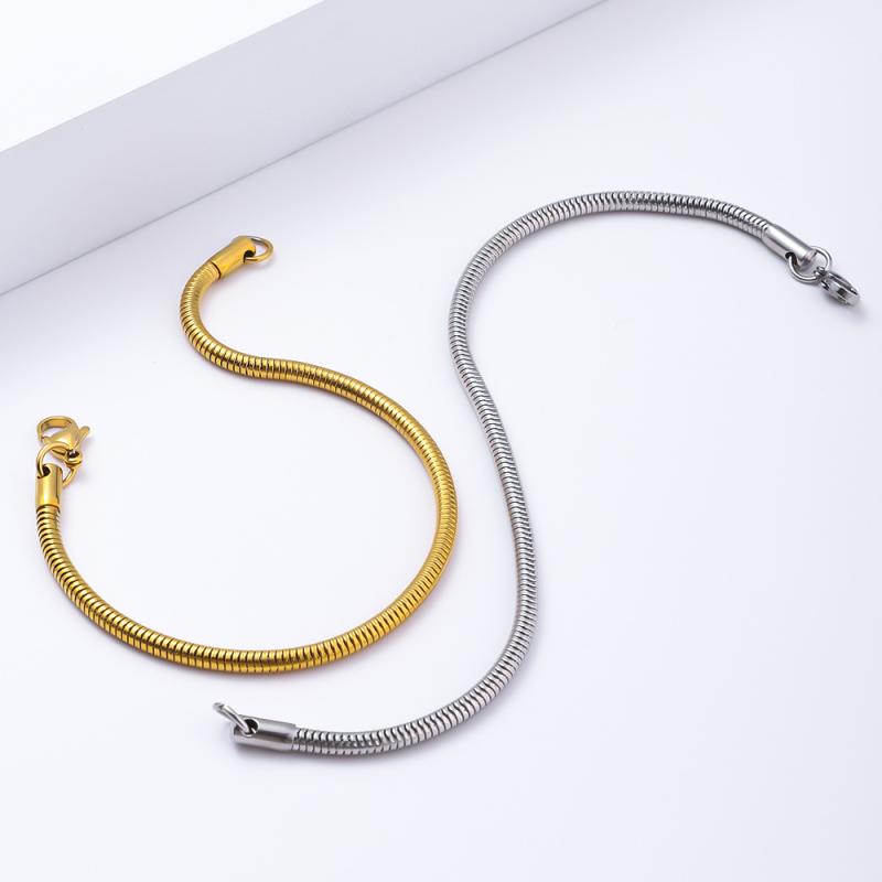 Rhinestone - 手链 女性用 メンズ ステンレス 18Kゴールド 蛇型 骨格チェーン シンプル 百搭 軽量 伸縮性 普段使い カジュアル シルバー ゴールド アクセサリー ジュエリー ファッション アクセント ギフト