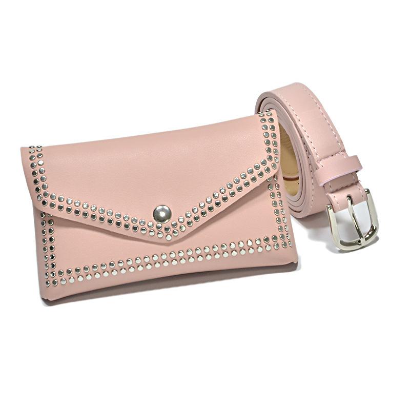 Suspenders - レディース 腰包 ウエストバッグ ファッション 個性 腰回し ベルトバッグ かわいい 軽量 普段使い 切り替えデザイン 秋冬 ブラック ピンク系 ブラウン