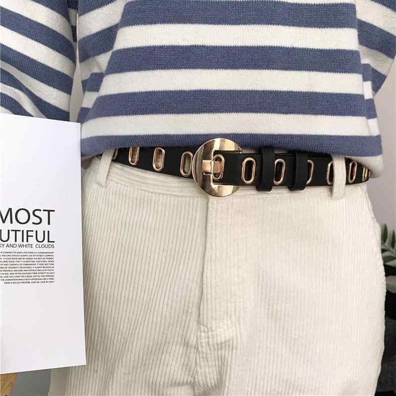 レディース 腰回り ベルト 女性用 革 アクセサリー ファッション 針金 バックル 百搭 スタイル 普段使い 軽量 ブラウン系 ブラック 通勤 デイリー 装飾 アイテム