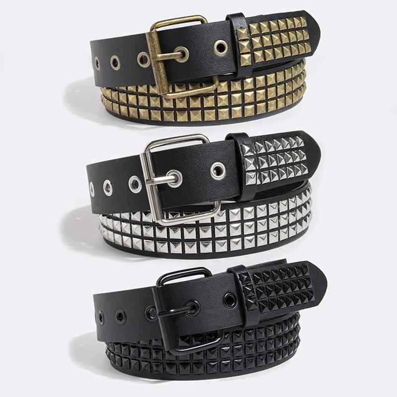 レディース ベルト 女性用 腰帯 ファッション アクセサリー ロック ストリート スタイル クール 廃墟 スタイリッシュ 革素材 バックル デザイン 普段使い 通勤用 軽量 ブラック系 シルバー