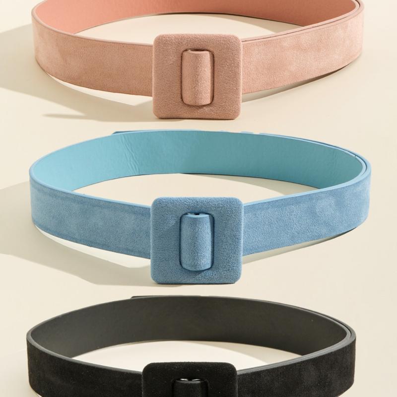 Suspenders - ベルト 女子用 ファッション アクセサリー シンプル 百搭 休闲 PU スエード 腰回り 装飾 2024 流行 少女 柔らかい 軽量 普段使い 通勤 通学 ブラウン系 ブラック ベージュ 春夏 秋冬