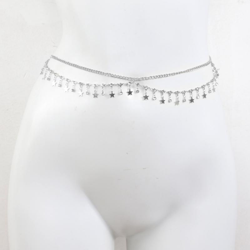 Suspenders - ビキニ 女性用 セクシー ビーチ 腰飾り 星 モチーフ ハンドメイド レイヤード フリンジ チェーン 夏 アクセサリー ファッション かわいい 軽量 調整可能 ゴールド調 ブラック ピンク系 ホワイト