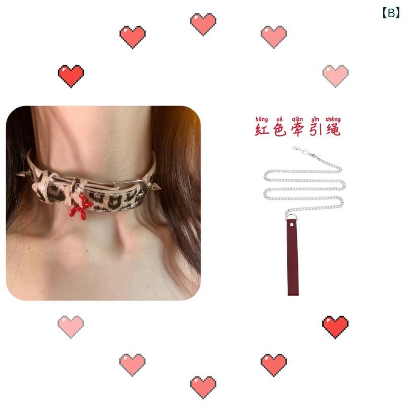 リバーパディのチョーカー 女性用 ヒョウ柄 クラシック スタイリッシュ 革製 ネックレス 高級感 鎖骨チェーン ネックチェーン アクセサリー ファッション アイテム シンプル 日常使い コーディネート アクセント 軽量 素材 ビンテージ かわい｜アングル3