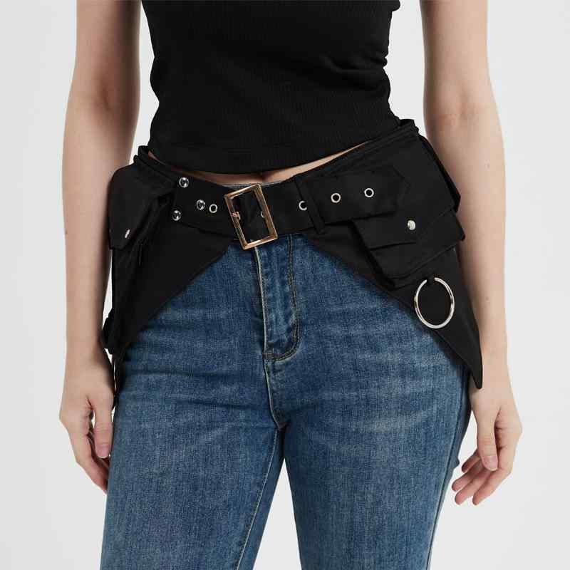 アウトドア 女性用 多ポケット ウエストバッグ ファッション 腰回り ジップポケット スポーツ 携帯収納 軽量 ナイロン ブラック グレー 通勤 普段使い ハイキング 旅行 アクティブ