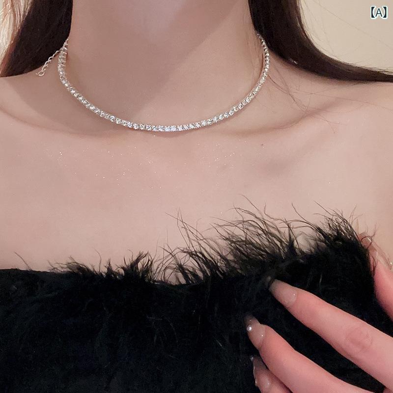 レディース ネックレス ファッション ブリング フルジルコニア 鎖骨チェーン イン...