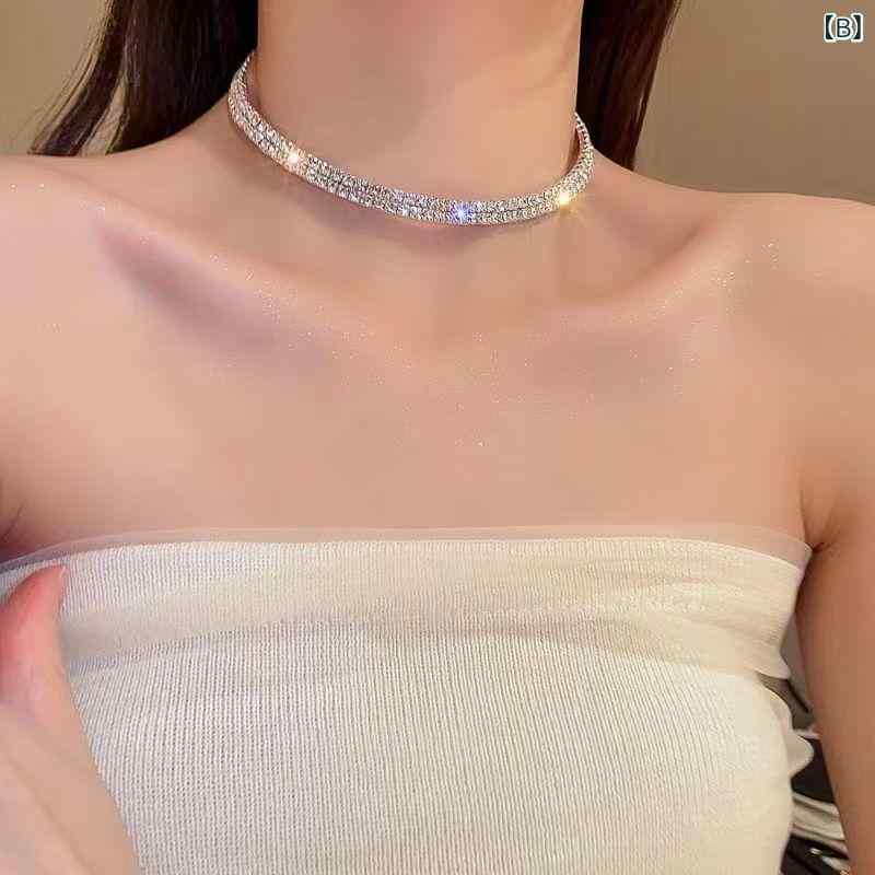 レディース ネックレス ファッション ブリング フルジルコニア 鎖骨チェーン イン...