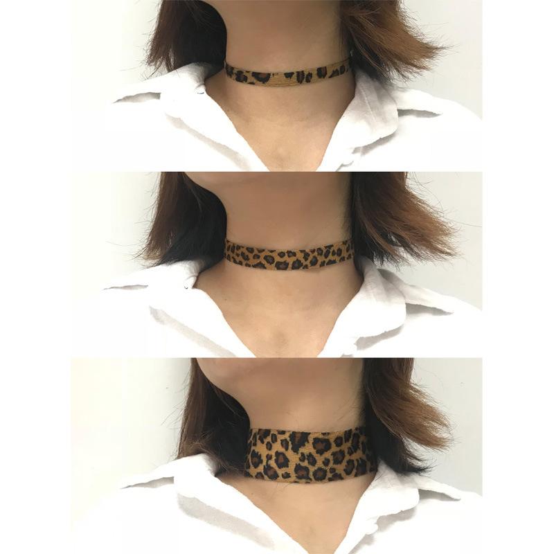 秋冬 ヒョウ柄 チョーカー 女性用 ネックレス 首飾り 鎖骨チェーン アクセサリー ...
