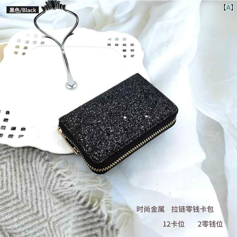 リバーパディのカードケース 女性用 学生 ハーモニカ型 コインケース 韓国 金属ジッパー 大容量 カードスロット コンパクト 普段使い 軽量 かわいい ピンク系 ブラック｜アングル2