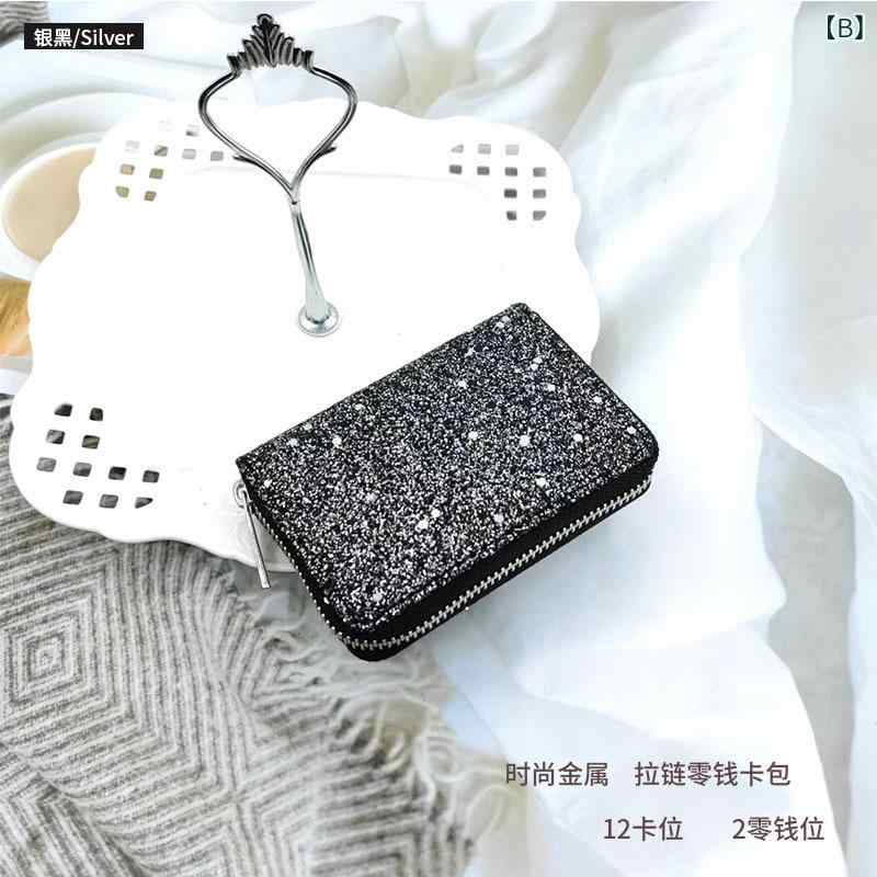 リバーパディのカードケース 女性用 学生 ハーモニカ型 コインケース 韓国 金属ジッパー 大容量 カードスロット コンパクト 普段使い 軽量 かわいい ピンク系 ブラック｜アングル3