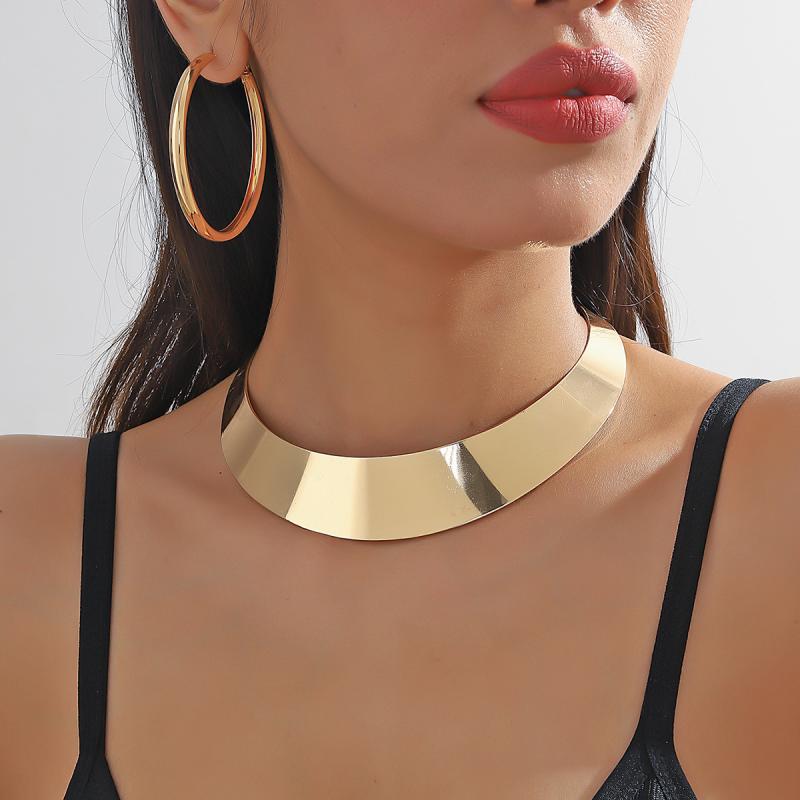 Necklaces, Pendants - アクセサリー メンズ レディース ファッション シンプル 金属 ネックレス 個性 インパクト 大ぶり 光沢 チェーン ネックチェーン ジュエリー ゴールド シルバー 普段使い 通勤用 軽量 耐久性 スタイリッシュ ユニセックス