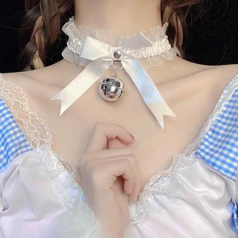 ネックレス 女性用 かわいい 情趣 セクシー 気品 鎖骨チェーン 純欲スタイル メイド チョーカー 吊り下げ飾り レース ベル付き 首輪 アクセサリー コスプレ