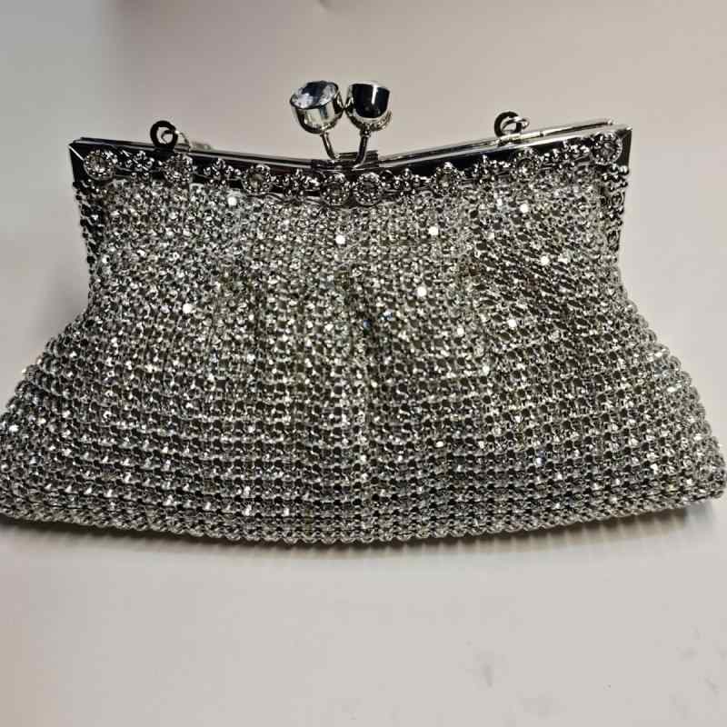 Handbag - レディース ハンドバッグ ラグジュアリー ラインストーン キラキラ ビーズ イブニング バッグ 手作り クラッチバッグ チェーン ショルダーバッグ ピンチ クラッチ 女性用 クロスボーダー 豪華 手持ち 肩掛け フォーマル アクセサリー 光沢 デザイン