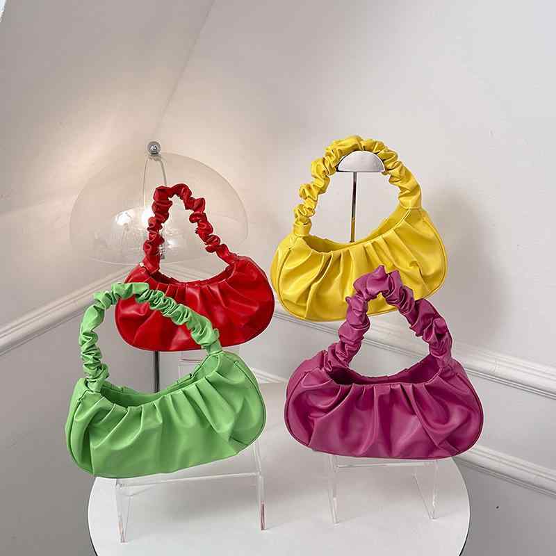 秋冬 女性用 小さめ バッグ ショルダー ハンドバッグ 褶皱 ファッション ハンドヘ...