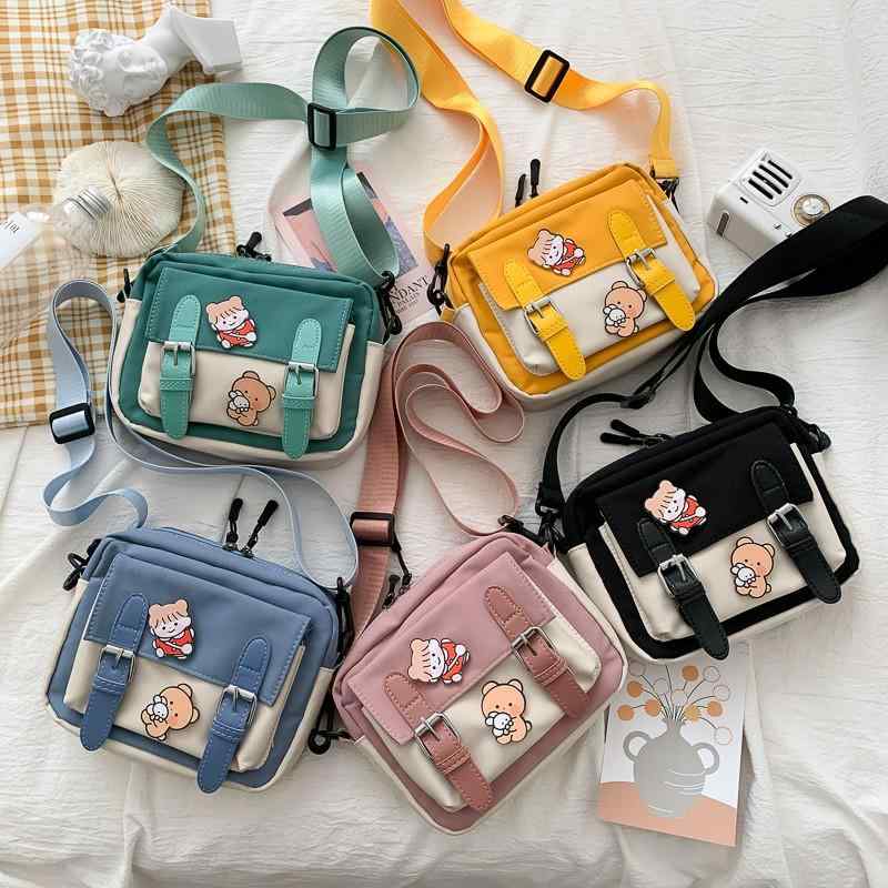 Rakuten - ハンドバッグ 女性用 斜めがけ かわいい ファッション 軽量 日常使い 肩掛け トートバッグ コンパクト 姉妹お揃い ピンク系 ブラック ベージュ ナイロン素材 トレンド アクセサリー