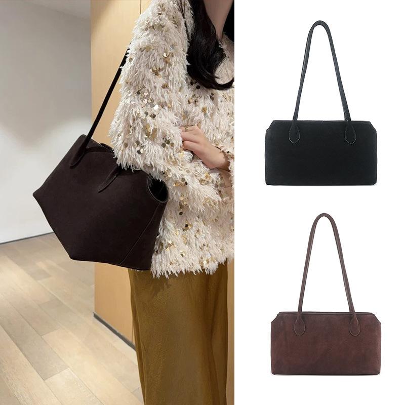 Vanity Bags, Cases - トートバッグ 大容量 女性用 通勤 肩掛けバッグ シンプル コーディネート 手提げバッグ スエード素材 ビジネス 通勤 軽量 普段使い ブラック 秋冬