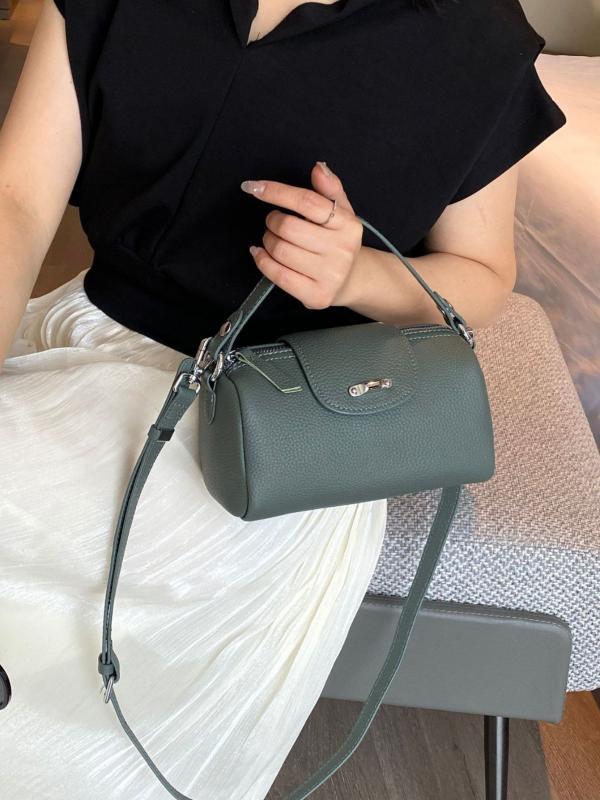 VANESSA BRUNO - 女性用 ショルダーバッグ ハンドバッグ ソフトレザー ラウンド型 枕型 デザイン 実用的 日常使い 軽量 シンプル ファッション バッグ 鞄 斜め掛け コインケース 付き ブラウン系 ブラック カジュアル