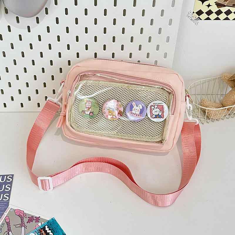 B, F, P - バッグ 鞄 かわいい 二次元 インスピレーション クリア ミニ 肩掛け 学生用 日常使い 百搭 斜めがけ 軽量 キャンバス 素材 ピンク ベージュ カラー 春夏 トレンド ファッション