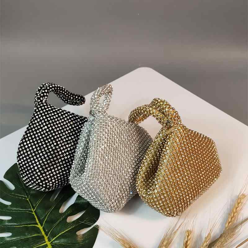 Vanity Bags, Cases - クラッチバッグ 女性用 復古デザイン フルジルコニア装飾 三角形 丸型 ドロップ形状 ミニハンドバッグ ハンドヘルドバッグ イブニングパーティー用 フォーマルバッグ ハンドバッグ ミニバッグ コンパクト 豪華 手持ち クラシック アクセサリー 夜会用 ミ