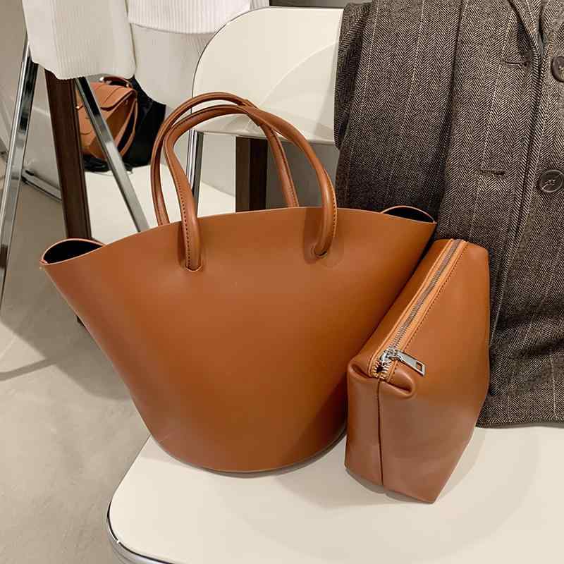 Other - トートバッグ 女性用 焦糖色 皮革 大容量 通勤用 百搭 高級感 手提げ ゆったり 体系カバー