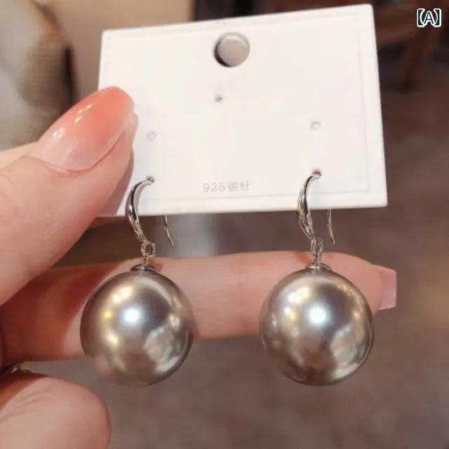 ピアス レディース レトロ 香港 大粒パール クリップ式 ピアス イヤリング 耳飾り ...