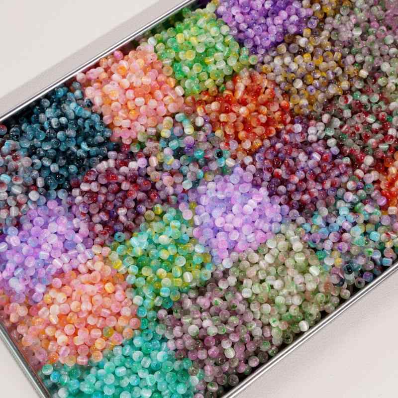 ビーズ ガラス製 2色 グラデーション キャッツアイ ハンドメイド アクセサリーパーツ 手作り 手芸素材 DIY 材料 ブレスレット ネックレス ピアス ピアス イヤリング 髪飾り クラフト 手芸用品 装飾用 散珠 粒売り 涼しげ 透明感 高級感 繊細 きらめき