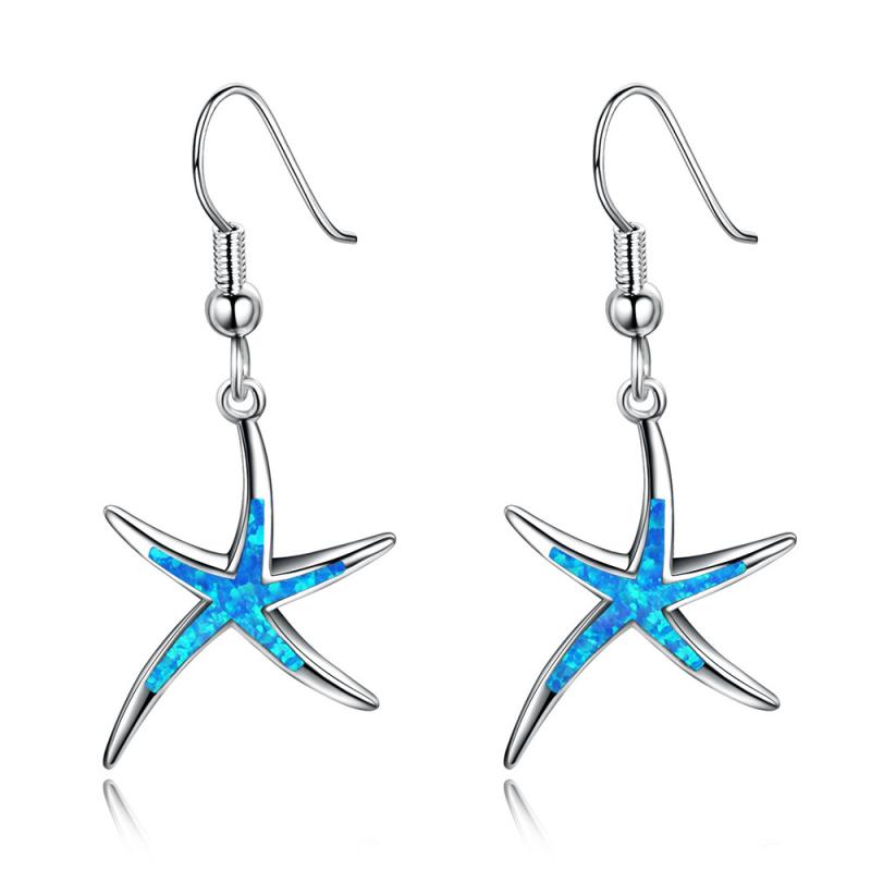 ピアス レディース 欧米 ハワイアンジュエリー オパール 海洋モチーフ ブルー ヒトデ かわいい おしゃれ アクセサリー 涼しげ 存在感 高級感 爽やか デザイン 海 リゾート お出かけ用 パーティー デート カジュアル 上品 シンプル ジュエリー 華