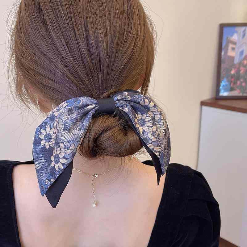 ヘアアクセサリー レディース シュシュ リボン柄 花柄 髪飾り かわいい ヘアゴム ...