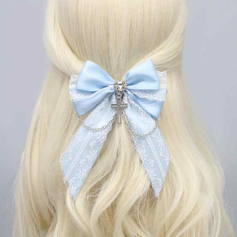 ヘアアクセサリー レディース 製 ハンドメイド ロリータ 十字架 レース 蝶結び ク...