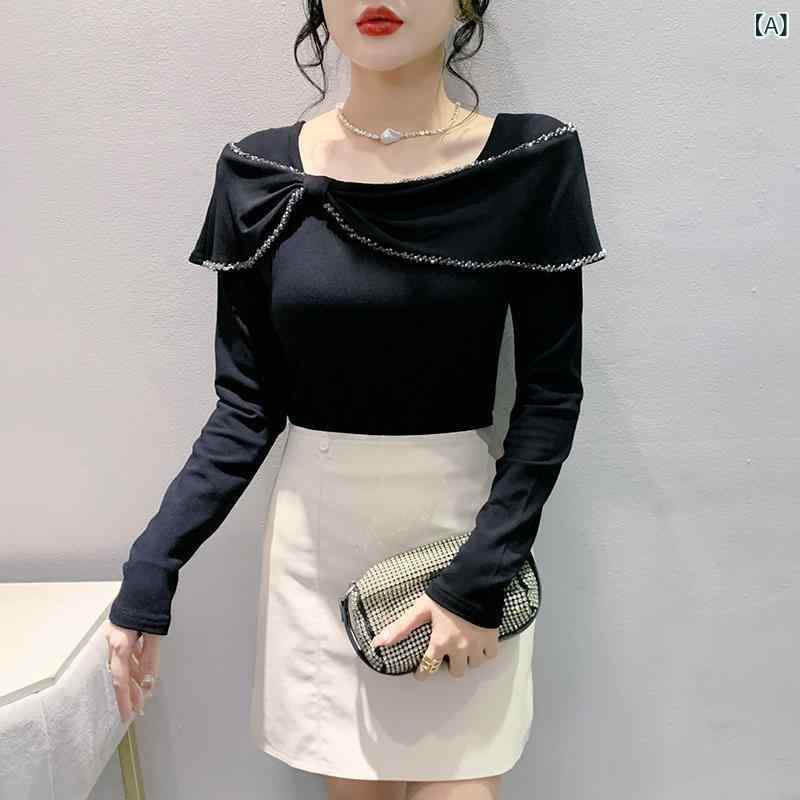 Tシャツ レディース 長袖 トップス カットソー 重工 ビーズ装飾 おしゃれ きれいめ 厚手 起毛 保暖 防寒 インナー ラウンドネック 無地 カジュアル ベーシック 通勤 通学 アウトドア 体型カバー ゆったり 大きいサイズ 細見え 着痩せ お腹周り riverpaddy-11554919 リバーパディ サンプル画像2