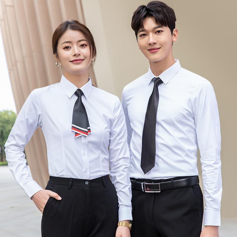 シャツ メンズ レディース ユニセックス 長袖 銀行 事務服 オフィス制服 業務員 職業用 正装 ワークウェア トップス 作業着 形態安定 ワイシャツ 通勤用 普段使い 事務用 無地 シンプル クールビズ 通気性 吸湿速乾 高品質 耐久性 快適 動きやす