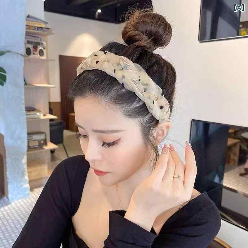 カチューシャ レディース ヘアアクセサリー 髪飾り オーガンジー チュール パール ...