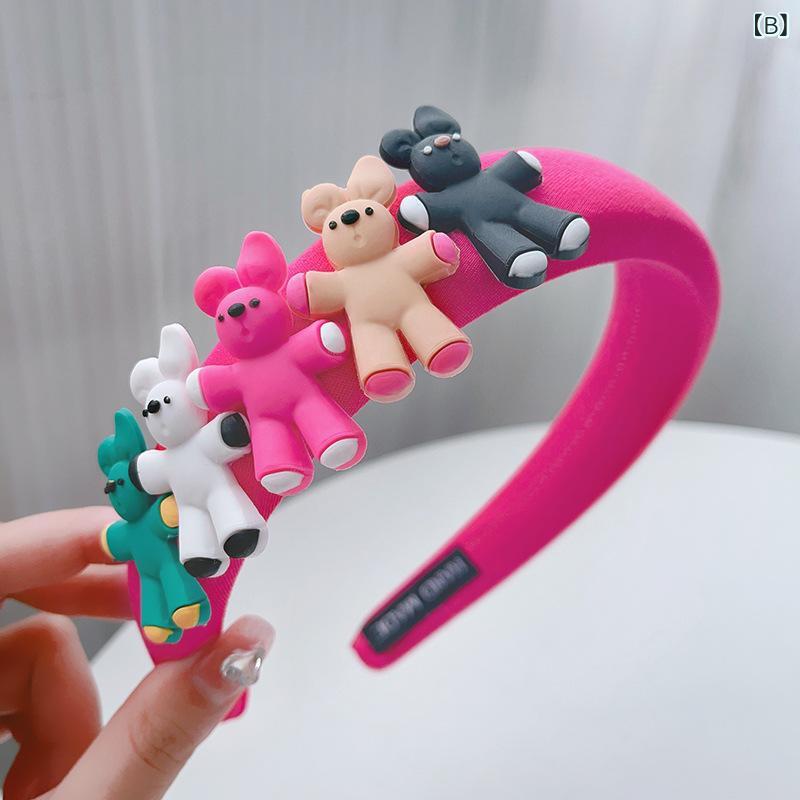 カチューシャ レディース かわいい クマ柄 カラフル ヘアアクセサリー ヘッドバン...