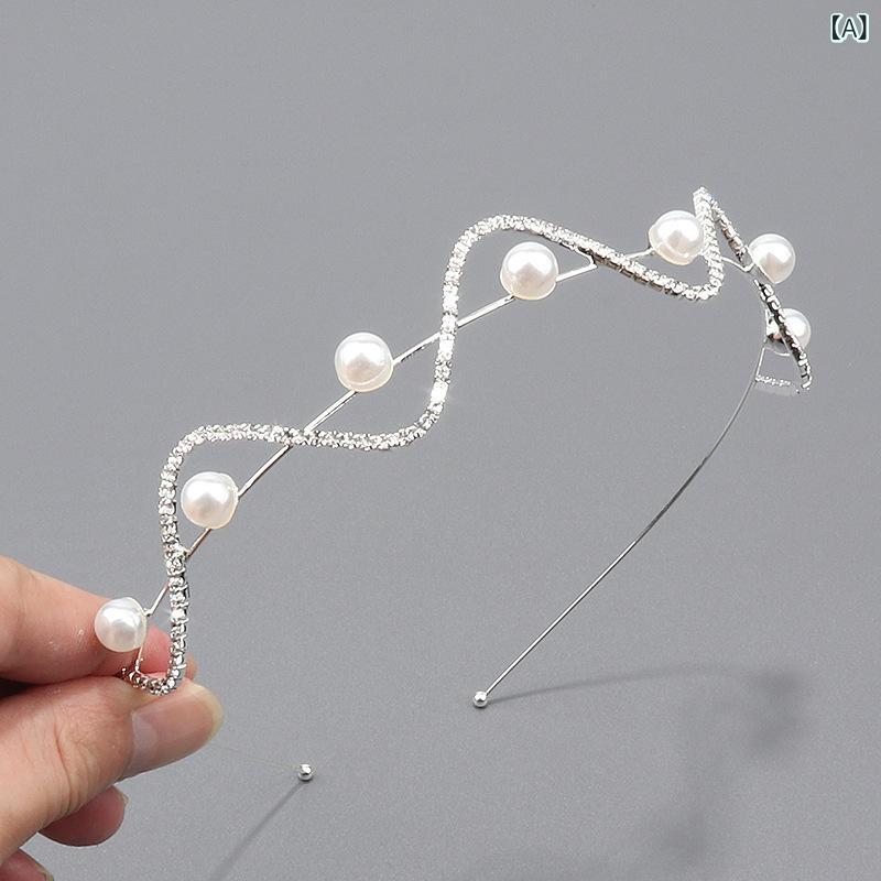 ヘアバンド レディース おしゃれ ヘアアクセサリー 波浪 ウェーブ 真珠 パール ジ...